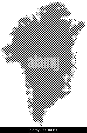 Abstract map of Greenland showing the country with a pattern of black and white squares like a chessboard Stock Vector