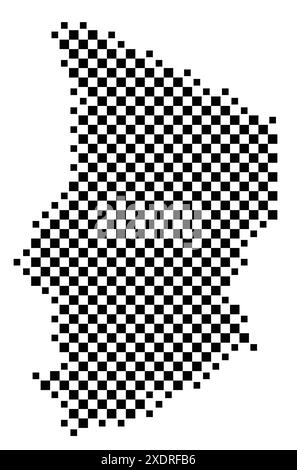 Abstract map of Chad showing the country with a pattern of black and white squares like a chessboard Stock Vector