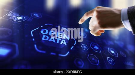 Open data api internet technology concept. Online documentation database. Stock Photo