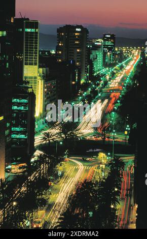 Night traffic at Diagonal Avenue. Barcelona. Spain Stock Photo