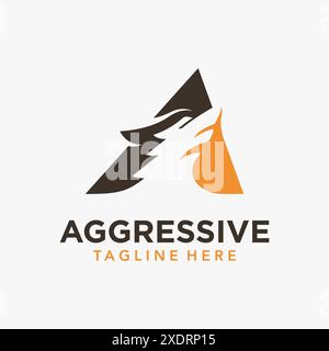 letter A wolf logo design Stock Vector