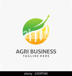 Leaf and chart for agribusiness logo design Stock Vector