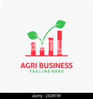 Leaf and chart for agribusiness logo design Stock Vector