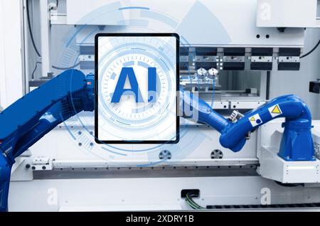 Robot with text AI - symbol of artificial intelligence. Stock Photo