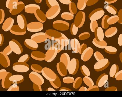 Coins seamless pattern. Gold and bronze coins in 3D style. Falling isometric coins. Design for wallpapers, wrappers, covers, banners and posters. Vect Stock Vector
