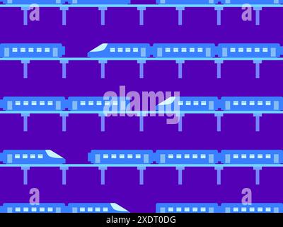 Trains seamless pattern. Railway road, background with railway transport. Train carriages. Design for wallpapers, wrappers, covers, banners and poster Stock Vector