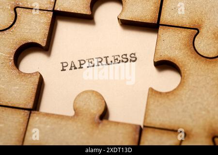 paperless word written with a typewriter. Stock Photo
