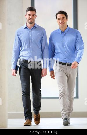 Two executives walking Stock Photo