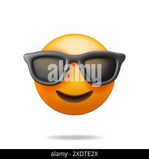 3d smile in sunglasses icon Stock Vector