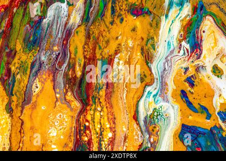 Watery golden marble texture illustration with organic, multicolored cells perfect for backgrounds and textures Stock Photo