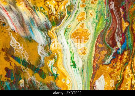 Watery golden marble texture illustration with organic, multicolored cells perfect for backgrounds and textures Stock Photo