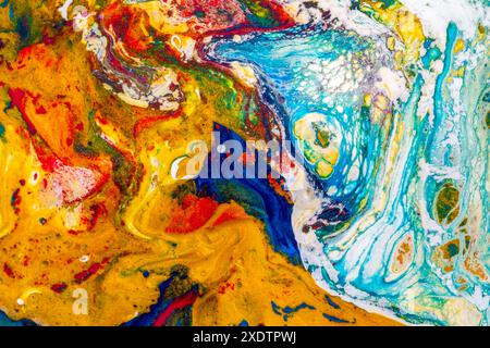 Watery golden marble texture illustration with organic, multicolored cells perfect for backgrounds and textures Stock Photo