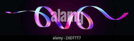 Holographic neon spiral futuristic ribbon. Abstract iridescent brush stroke Stock Vector