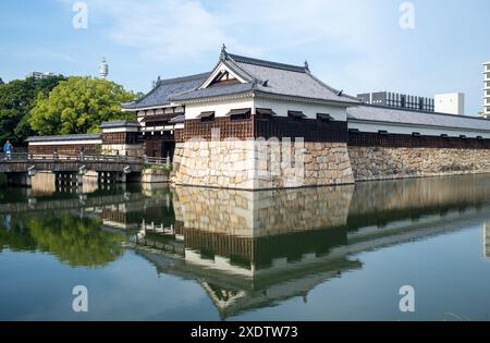 Outer Walls and Moat at Hiroshima Castle in Hiroshima Japan Stock Photo