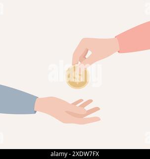 Hand giving a coin. Vector Illustration Stock Vector Image & Art - Alamy