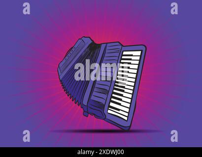 Accordion. Accordion illustration musical instrument vector Stock Vector