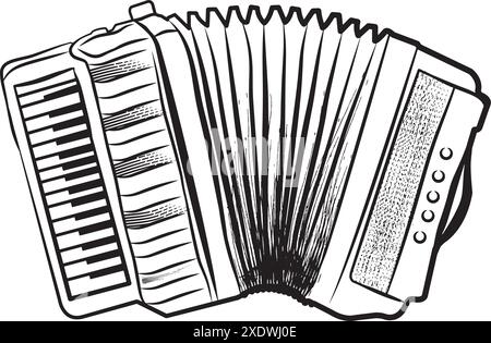 Accordion. Accordion illustration musical instrument vector Stock Vector