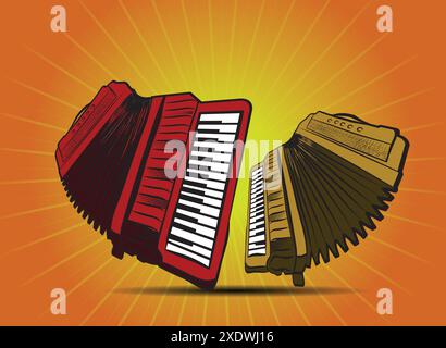 Accordion. Accordion illustration musical instrument vector Stock Vector