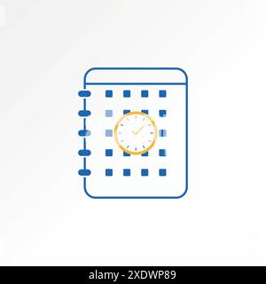 Logo design graphic concept creative abstract premium vector stock unique time wall clock watch desk calendar. Related to date day speed period dial Stock Vector