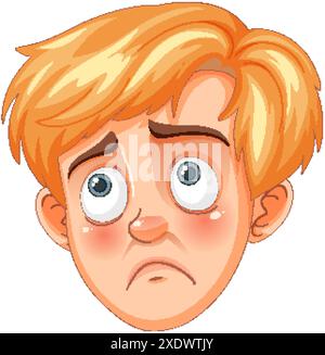 A concerned expression on a boy's face Stock Vector