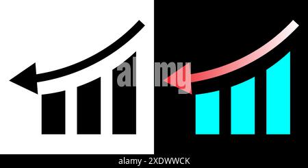 Decreasing bar graph symbol. Declining bar graph icon. Decreased graph illustration. Stock Vector