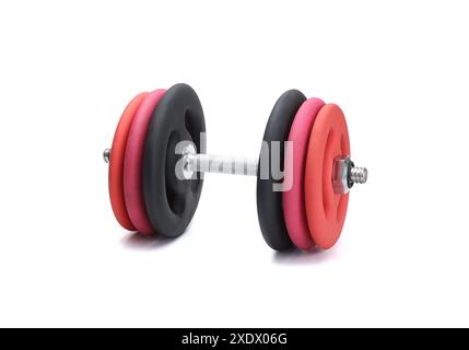 neoprene rubber coated dumbbells isolated on white background Stock Photo