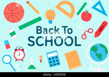 back to school background illustration in flat style Stock Vector