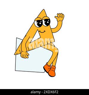 Childrens school supply - cartoon ruler in retro groovy style. Funny mascot for education Back to school banner, cover design, poster or sticker. y2k Stock Vector