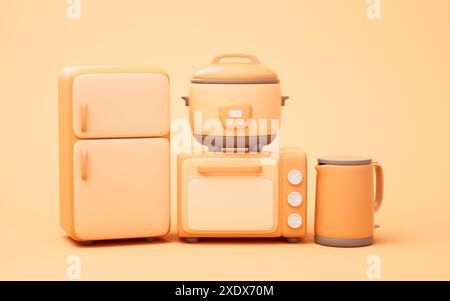 Cartoon style kitchen appliance, 3d rendering. 3D illustration. Stock Photo