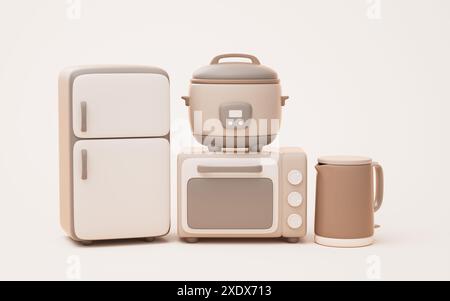 Cartoon style kitchen appliance, 3d rendering. 3D illustration. Stock Photo