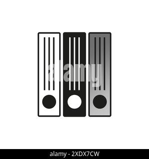 Office file folders. Black and gray. Minimalist line design. Vertical arrangement. Stock Vector