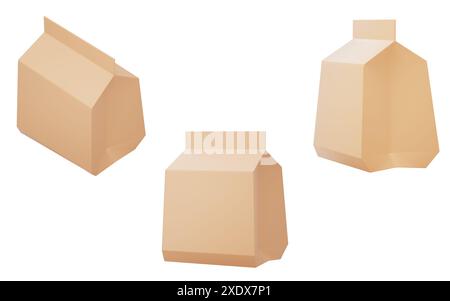 Cartoon style paper bag, 3d rendering. 3D illustration. Stock Photo