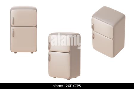 Cartoon style refrigerator, 3d rendering. 3D illustration. Stock Photo
