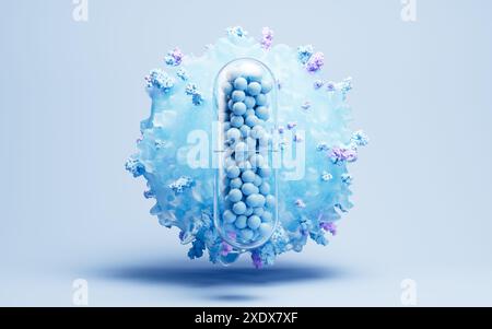 Lymphocytes and biomedical concept, 3d rendering. 3D illustration. Stock Photo