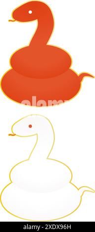 A simple and cute white snake with a coiled tail, Vector Illustration ...