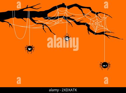 Spider Halloween characters border with cobweb. Vector spinner ...
