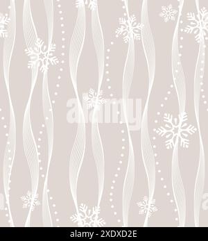 The geometric pattern with wavy lines. Seamless vector background. White and pink texture Stock Vector