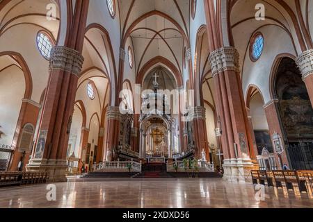 The interior of the Basilica of San Petronio, historic center of Bologna, Italy Stock Photo