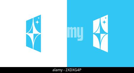The window cleaning logo design is unique and modern Stock Vector