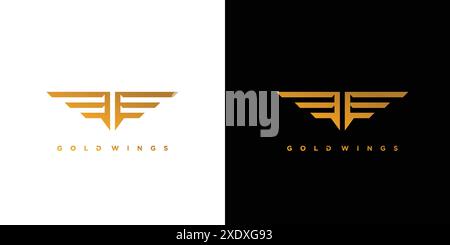 Modern and strong  Golden wings logo design Stock Vector
