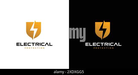 Powerful and modern electrical protection logo design Stock Vector