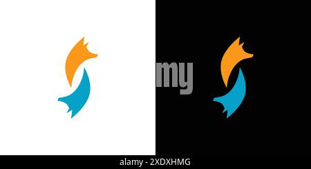 Unique and modern  S  Fox logo design Stock Vector