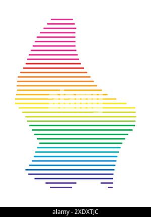 Map of Europe in colors of rainbow spectrum. With European countries ...