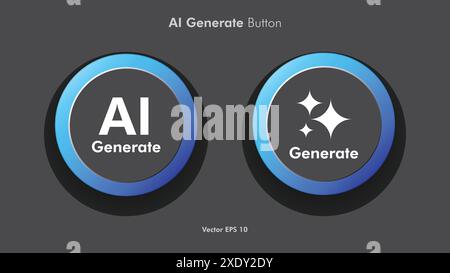 Generate AI button user interface. Artificial intelligence UI UX design ...
