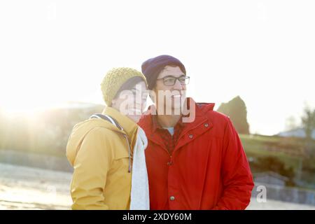 France, French Basque Country, Hendaye, Couple on beach Stock Photo