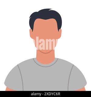 Abstract faceless young man in T shirt. Student male avatar. Vector illustration Stock Vector