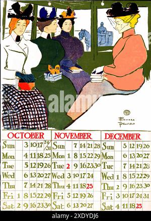 PENFIELD Edward - October November December Calendar 1897 -   Vintage illustrated print poster Stock Photo