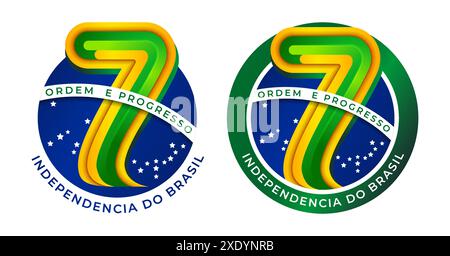 7 De Setembro, Brazilian Independence day sign or logo with stylish and modern design. Stock Vector