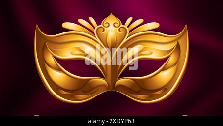 Golden Carnival Mask vector illustration with stylish, shiny and modern design Stock Vector