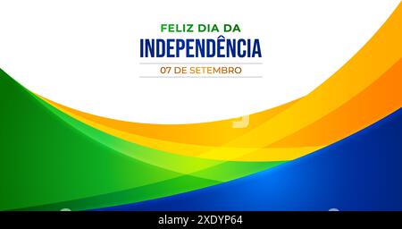 Brazilian Independence day with stylish and modern wavy gradient shape.Translation: order and progress Stock Vector